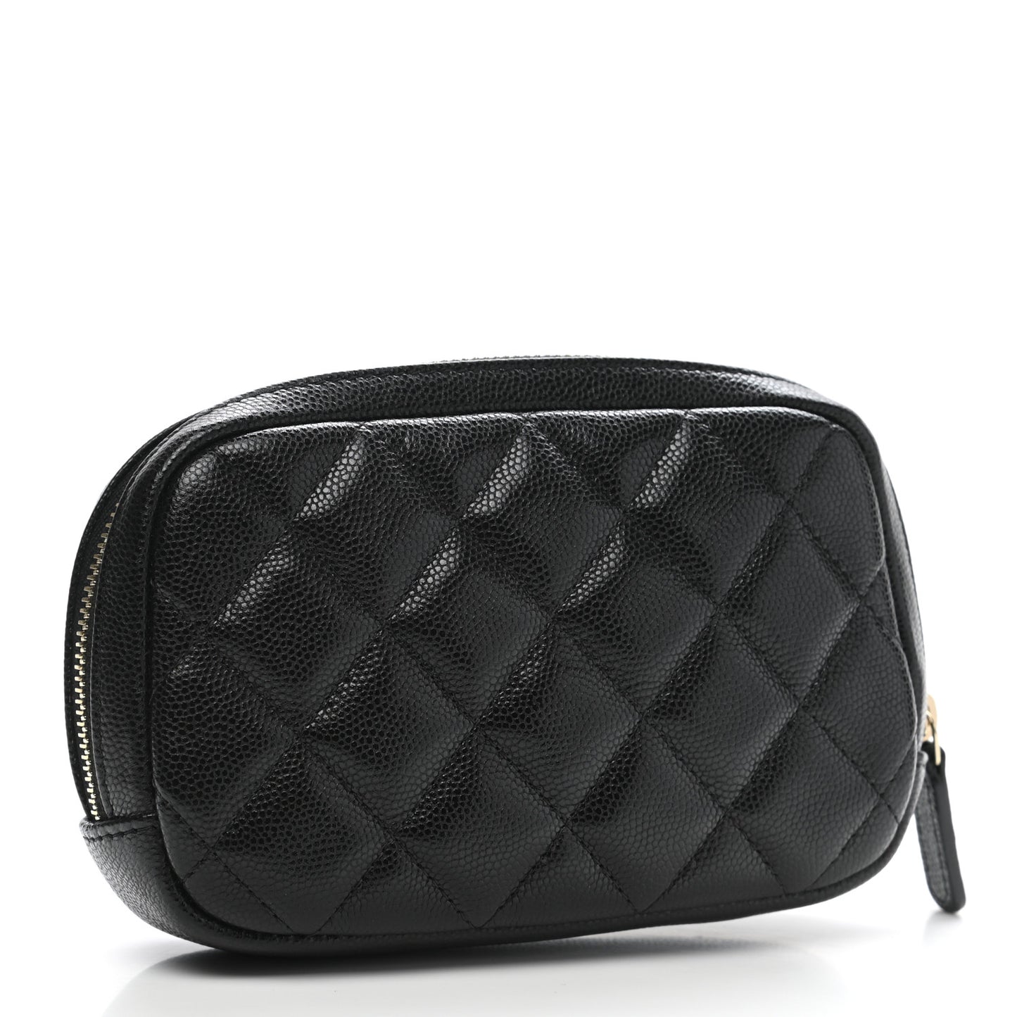 Caviar Quilted Small Curvy Pouch Cosmetic Case Black