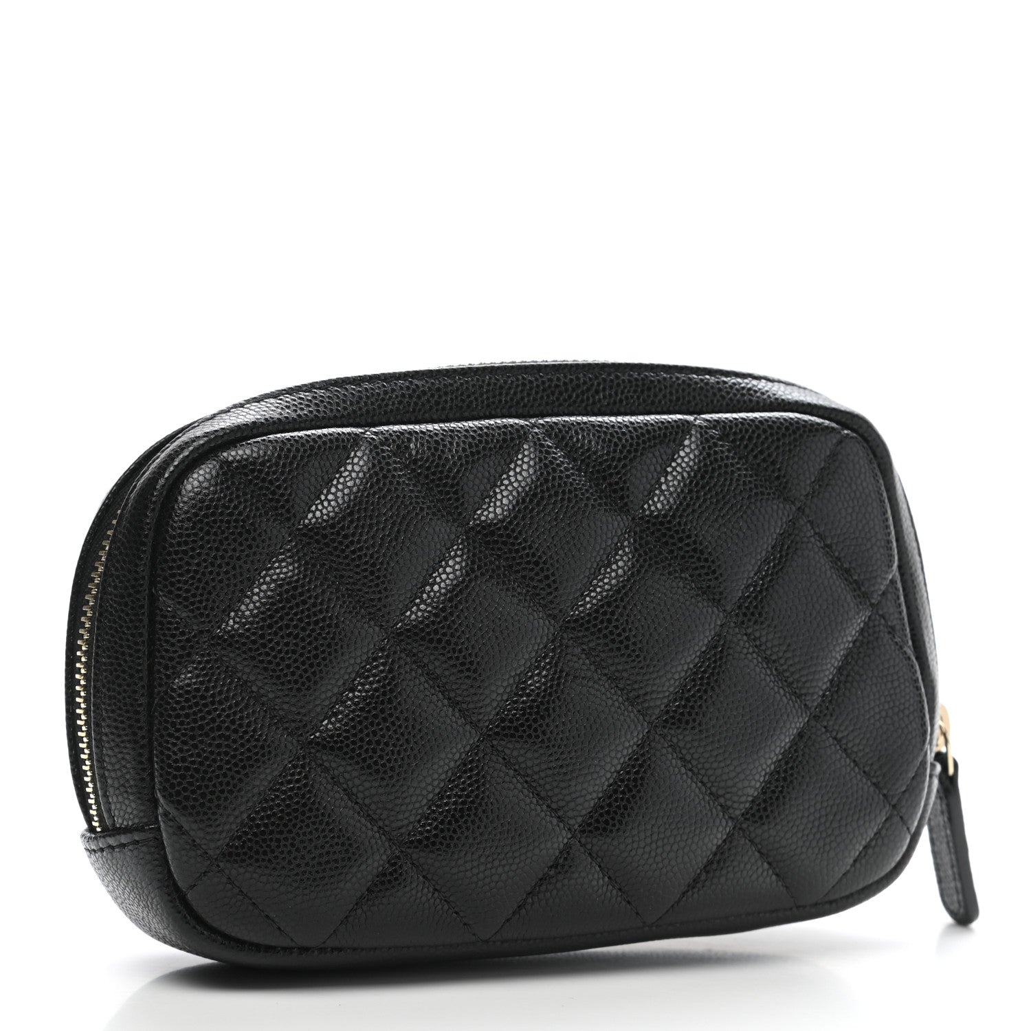 Chanel Caviar Quilted Small Curvy Pouch Cosmetic Case Black 3 of 7
