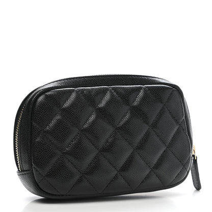 Chanel Caviar Quilted Small Curvy Pouch Cosmetic Case Black 3 of 7