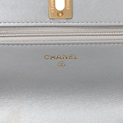 Chanel Metallic Lambskin Quilted Crystal Top Handle Rectangular Flap Silver 6 of 12