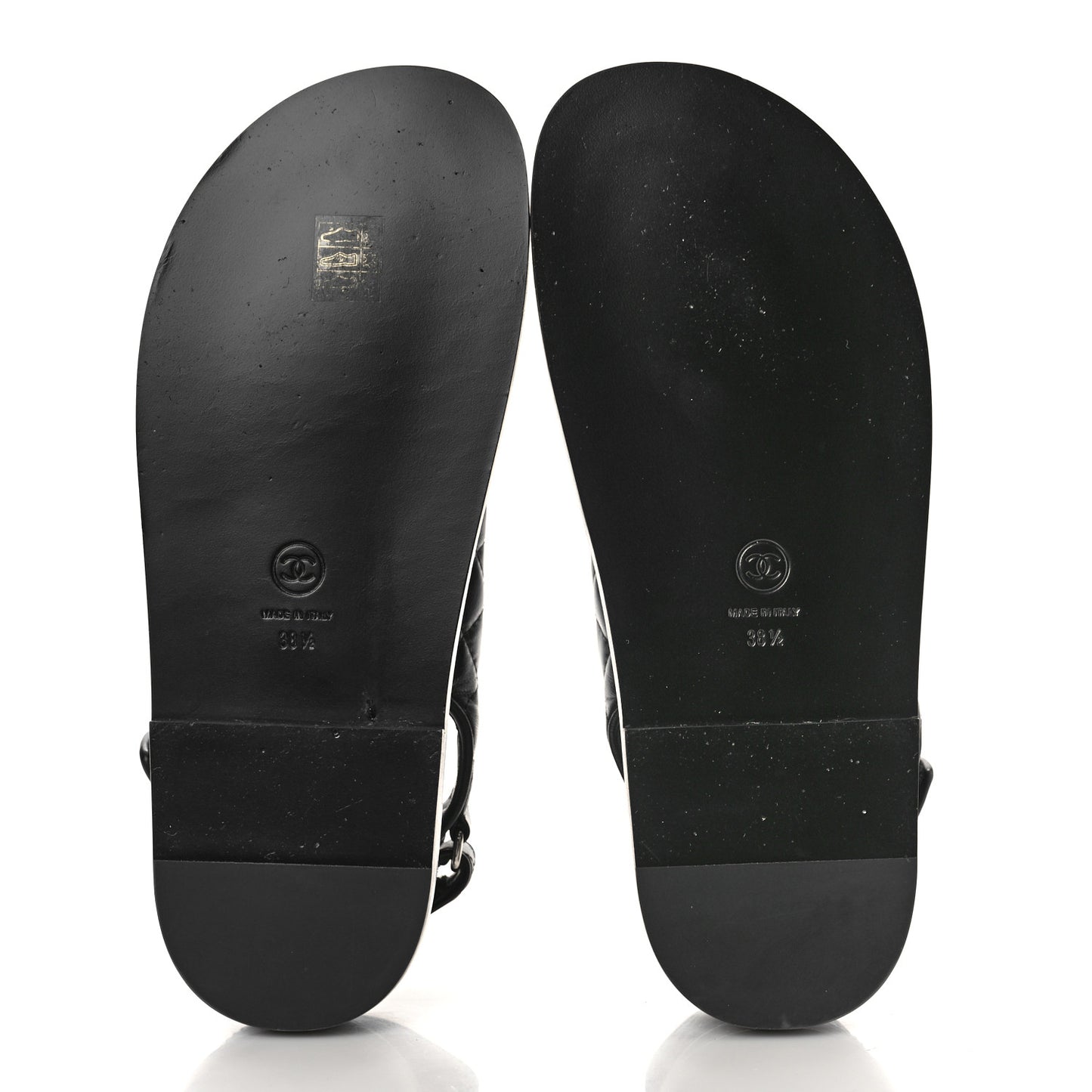 Lambskin Quilted Velcro Dad Sandals 38.5 Black