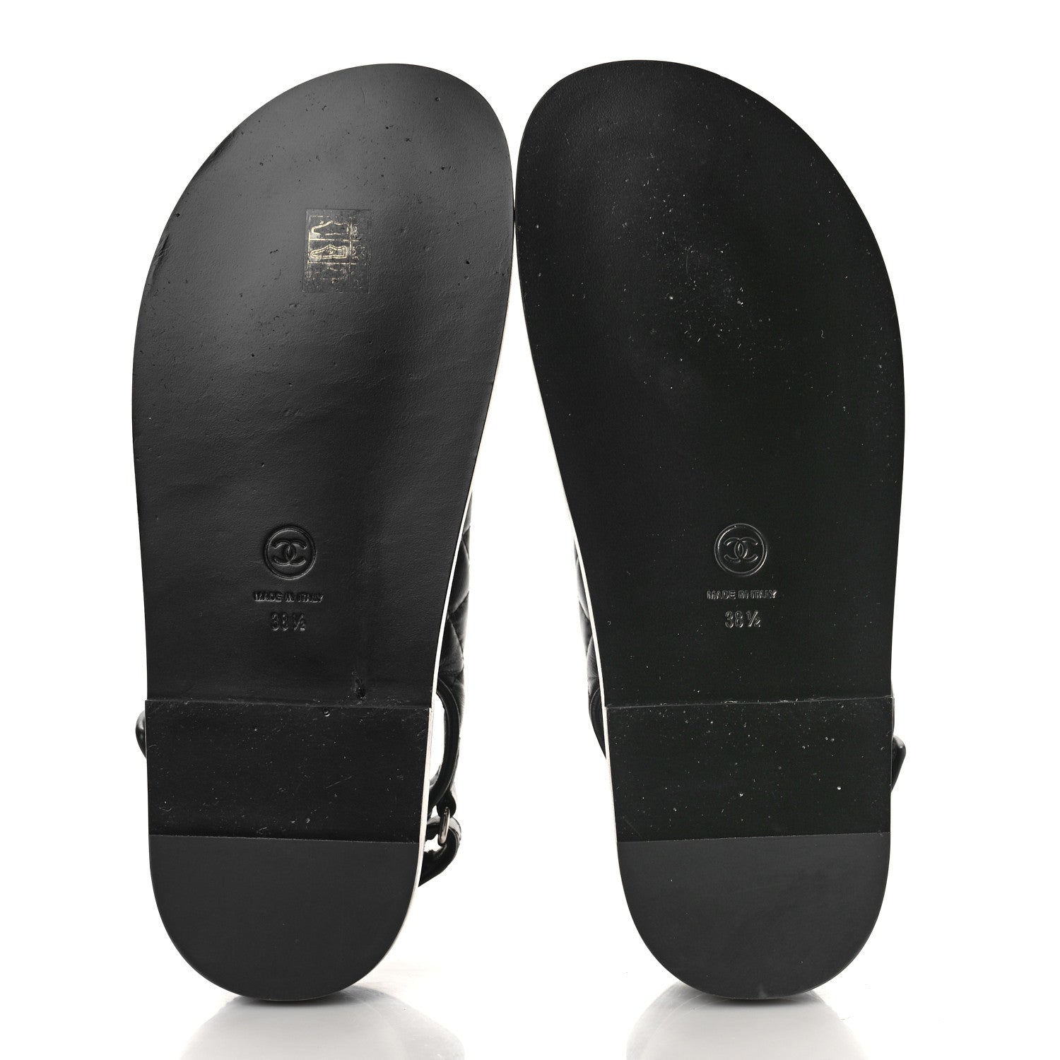 Chanel Lambskin Quilted Velcro Dad Sandals 38.5 Black 6 of 8