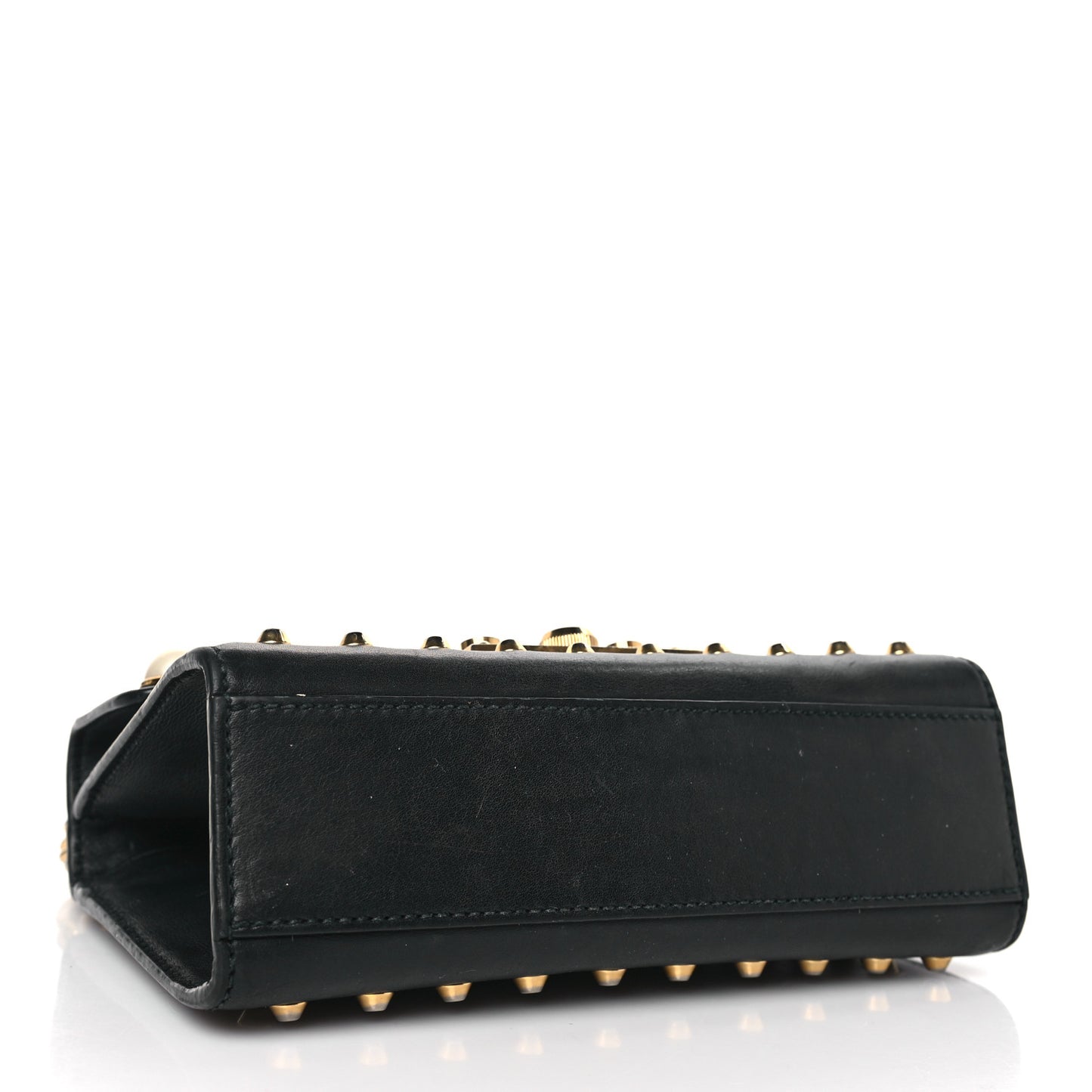Calfskin Studded Small Padlock Shoulder Bag Black