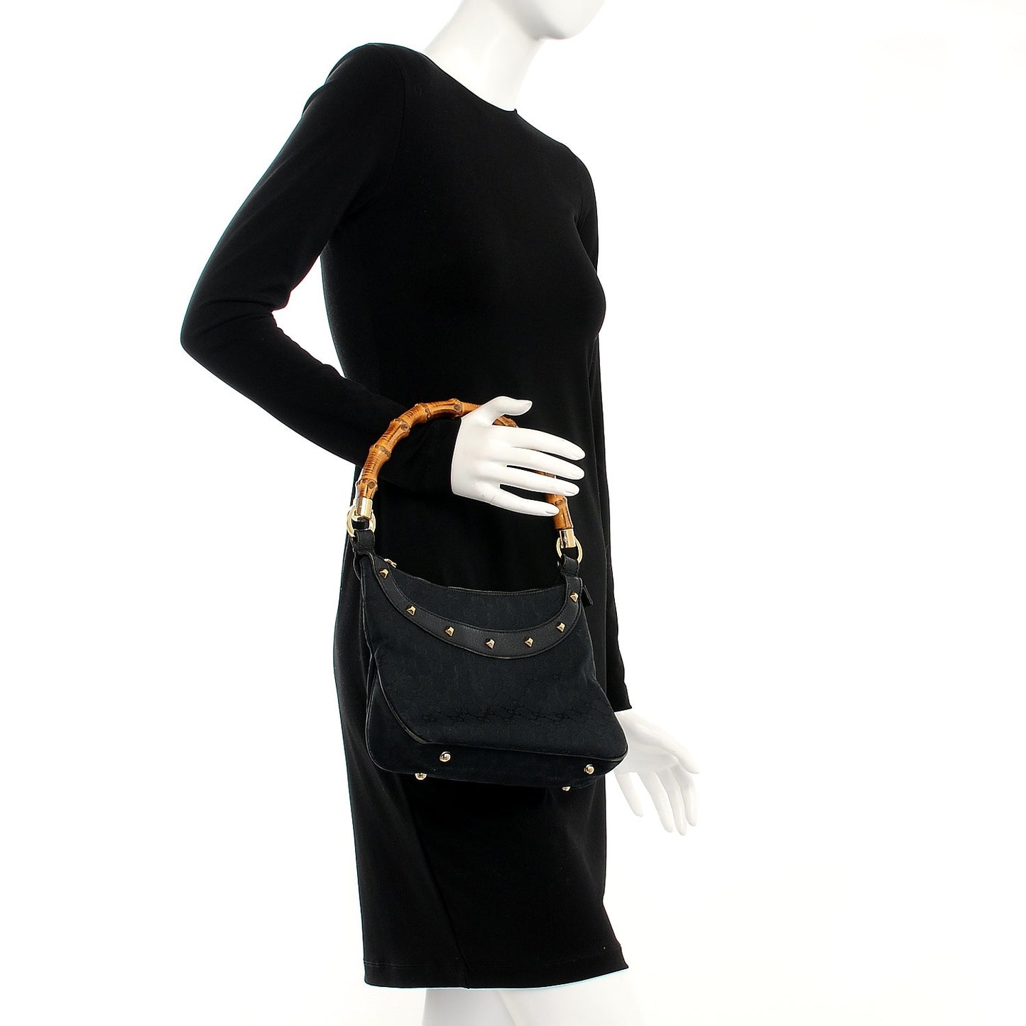 Monogram Anita Bamboo Top Handle Bag Black