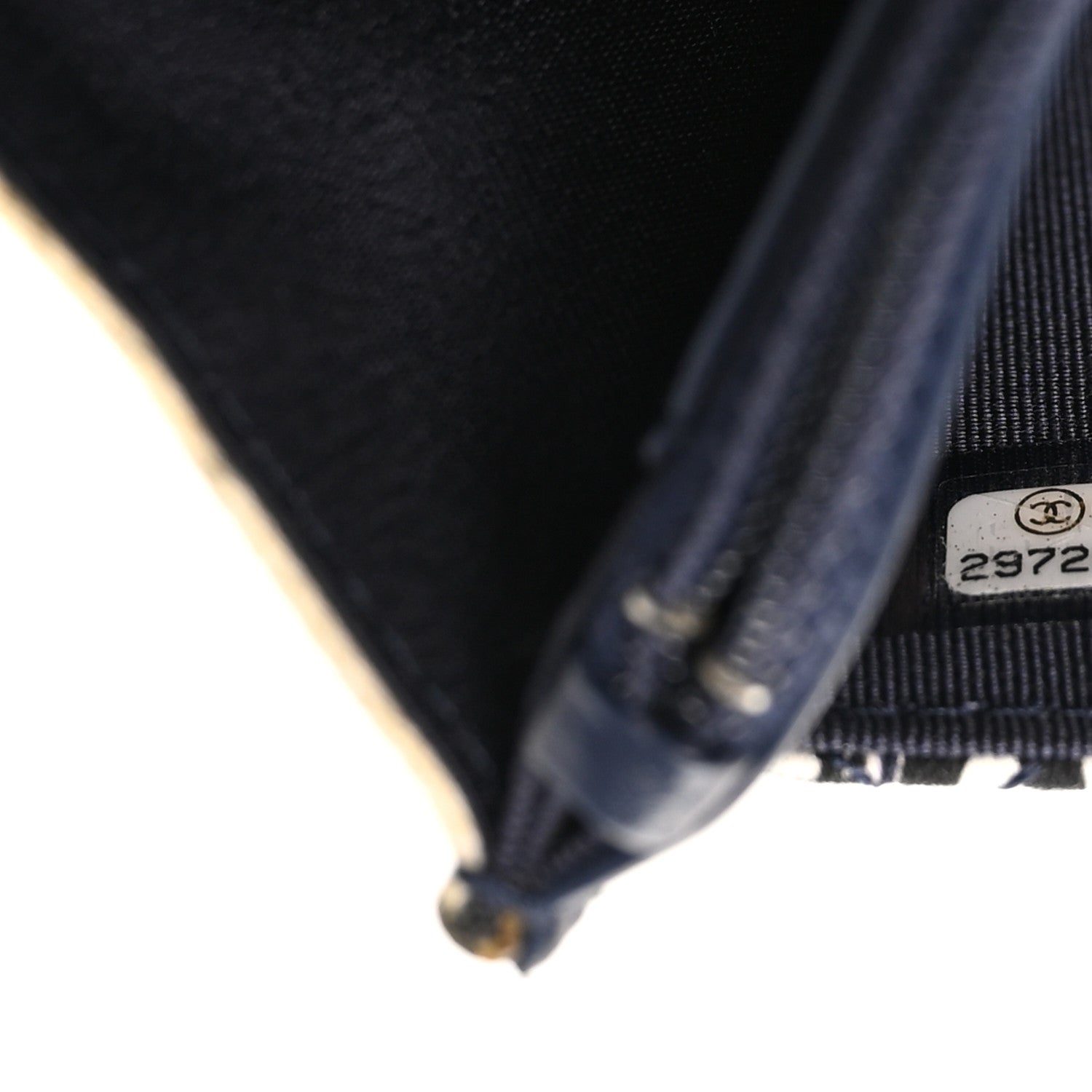 Chanel Canvas Printed Quilted 2.55 Reissue Wallet On Chain WOC White Black Navy Blue 6 of 9