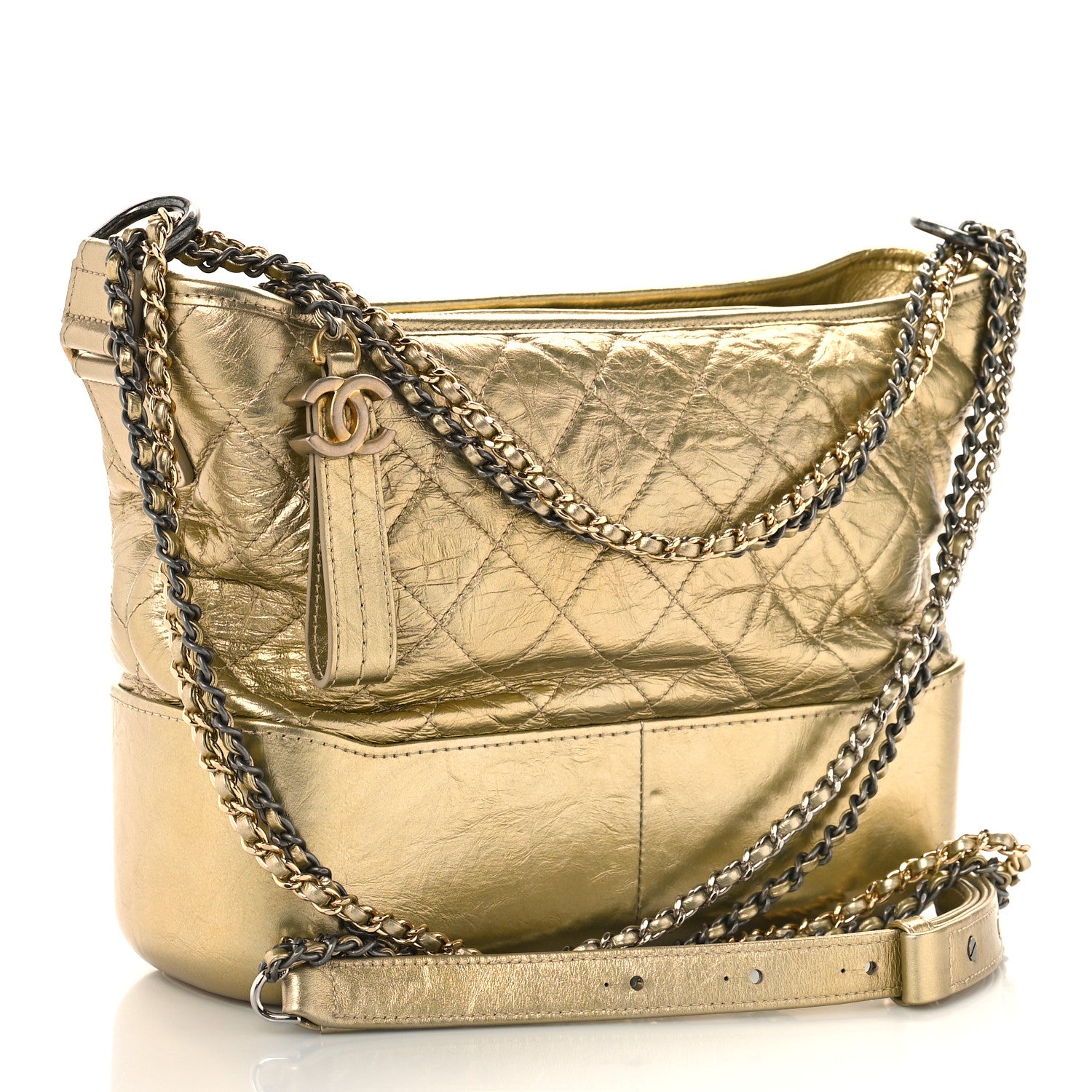 Chanel Metallic Lambskin Calfskin Quilted Medium Gabrielle Hobo Gold 3 of 9
