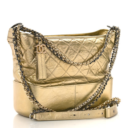 Chanel Metallic Lambskin Calfskin Quilted Medium Gabrielle Hobo Gold 3 of 9