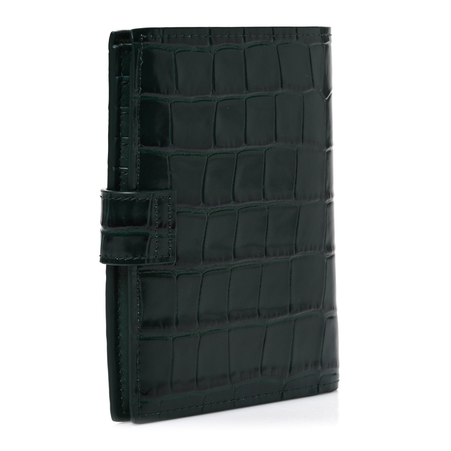 Chanel Calfskin Crocodile Embossed Crococo Passport Holder Emerald 3 of 7