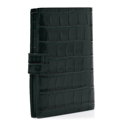 Chanel Calfskin Crocodile Embossed Crococo Passport Holder Emerald 3 of 7