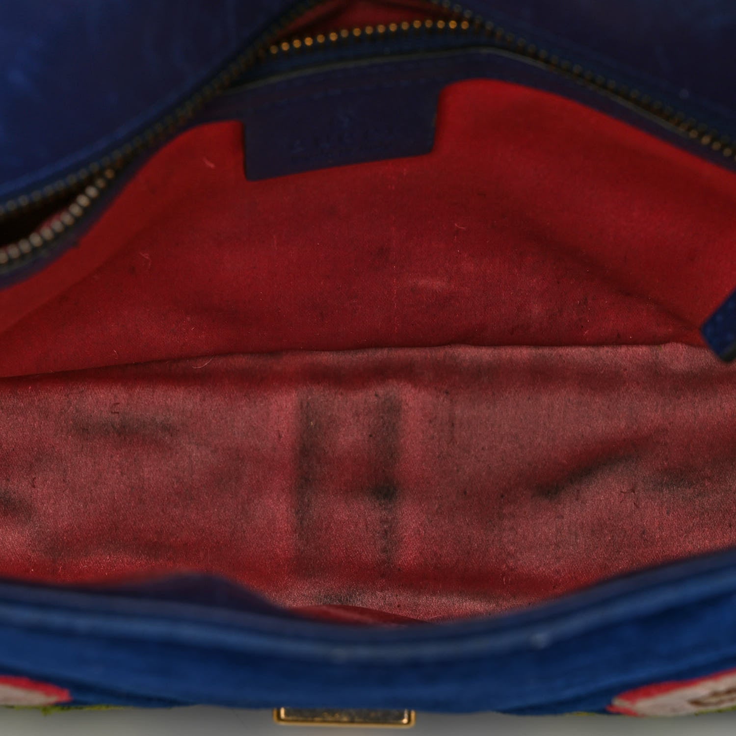 Gucci Velvet Matelasse Deer Embroidered Small GG Marmont Shoulder Bag Cobalt 5 of 12