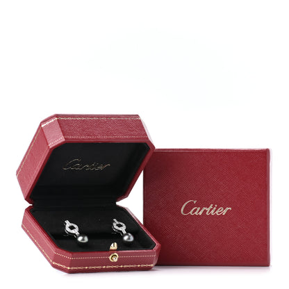 Cartier 18K White Gold Diamond Cultured Akoya Pearl 9mm Himalia Earrings 8 of 8