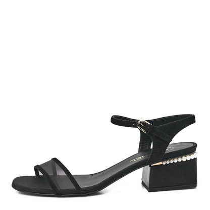 Chanel Pearl Slingback Sandals 41 Black 1 of 9