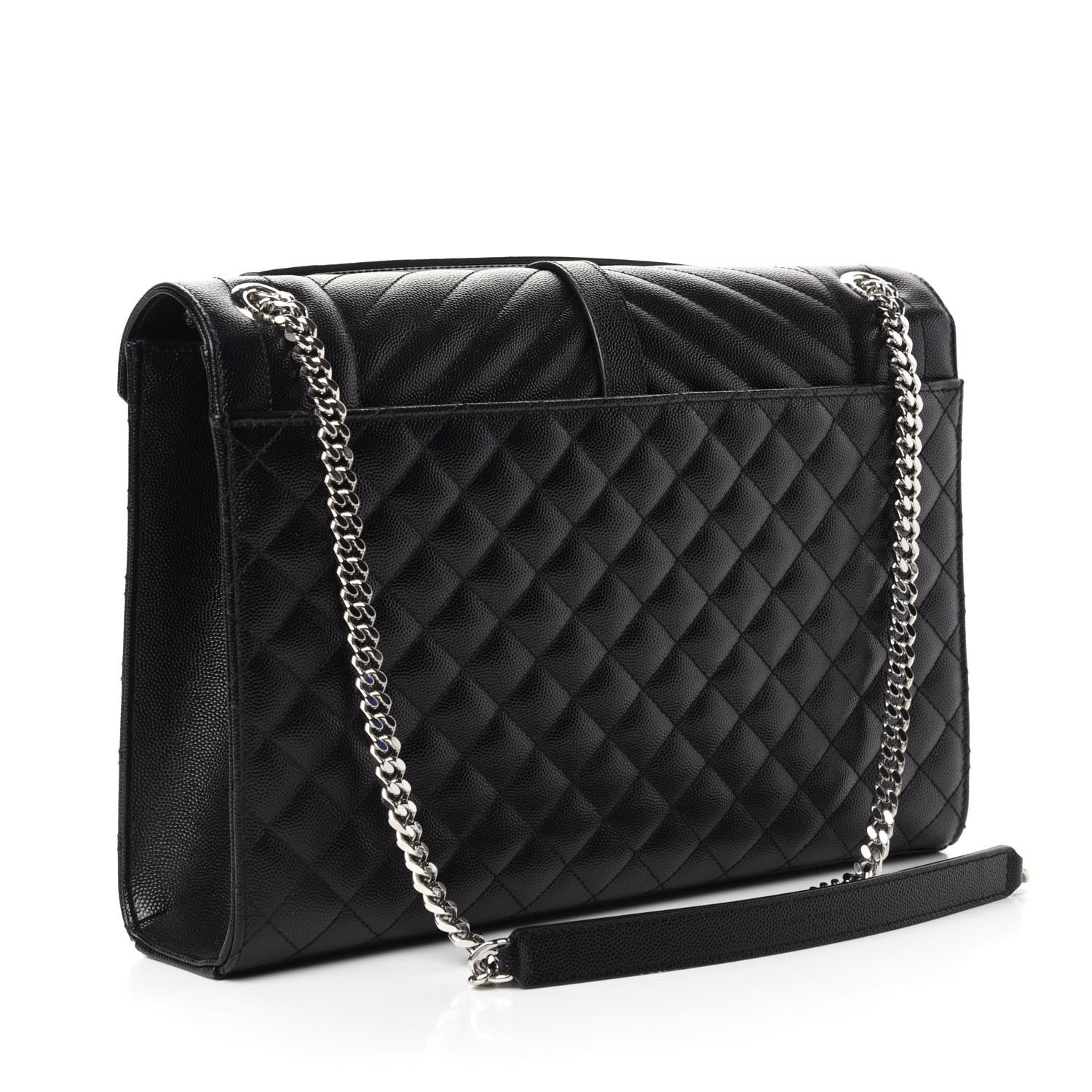 Saint Laurent Grain De Poudre Textured Mixed Matelasse Large Triquilt Monogram Satchel Black 3 of 10