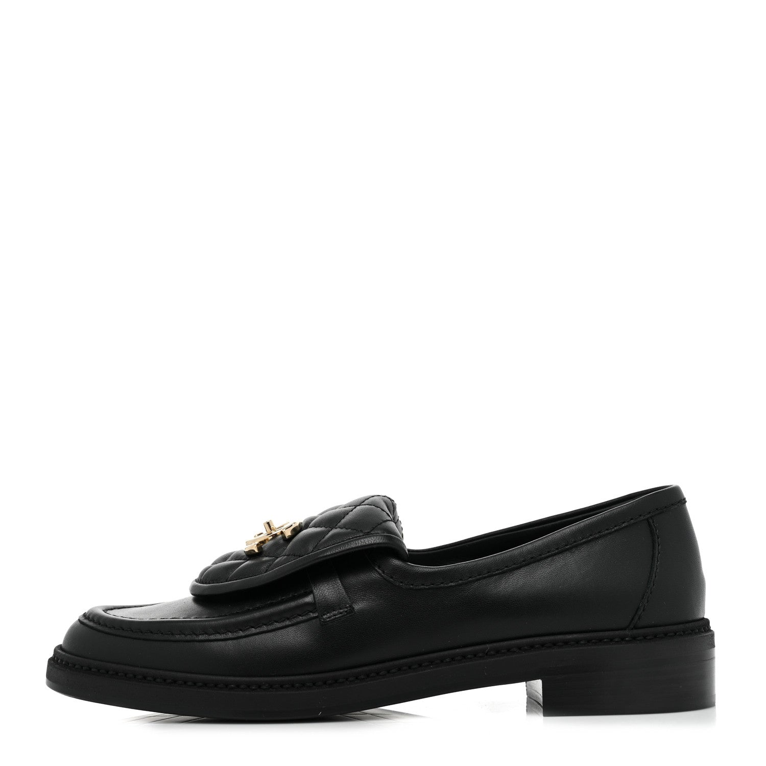 Chanel Lambskin Quilted CC Turnlock Loafers 38.5 Black 1 of 9