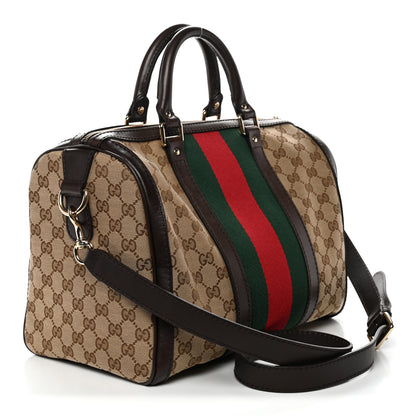 Gucci Monogram Vintage Web Medium Boston Dark Brown 3 of 13