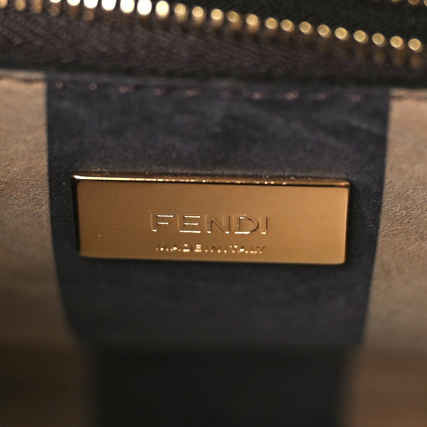 Fendi Vitello Seta Nabuk Pequin Mini Peekaboo Iconic Satchel Ebano Tobacco Moro 7 of 9