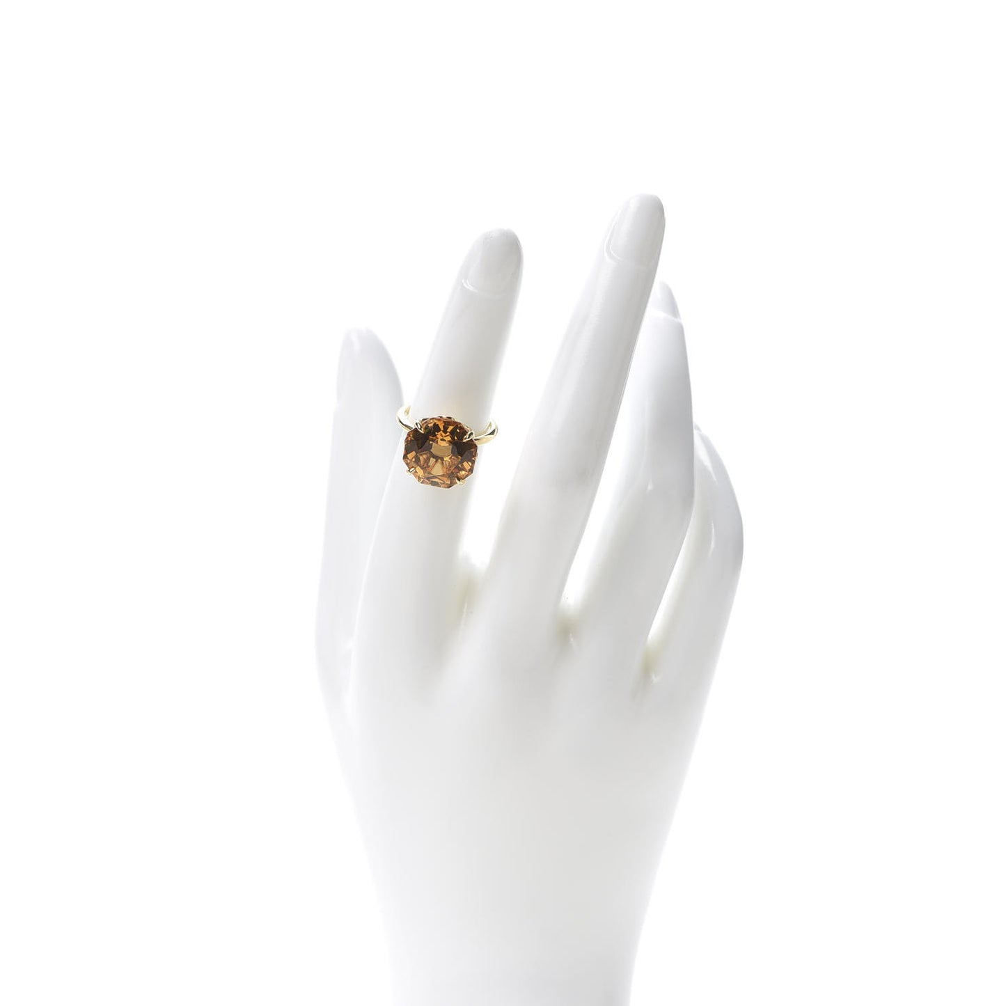 18K Yellow Gold Citrine Octagonal Sparklers Cocktail Ring 49 5