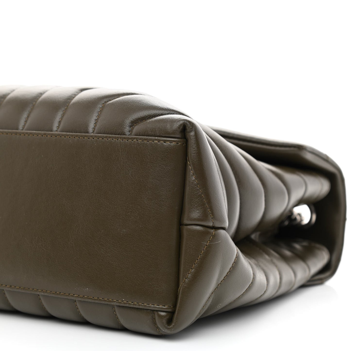 Calfskin Y Quilted Monogram Medium Loulou Chain Satchel Military Olive