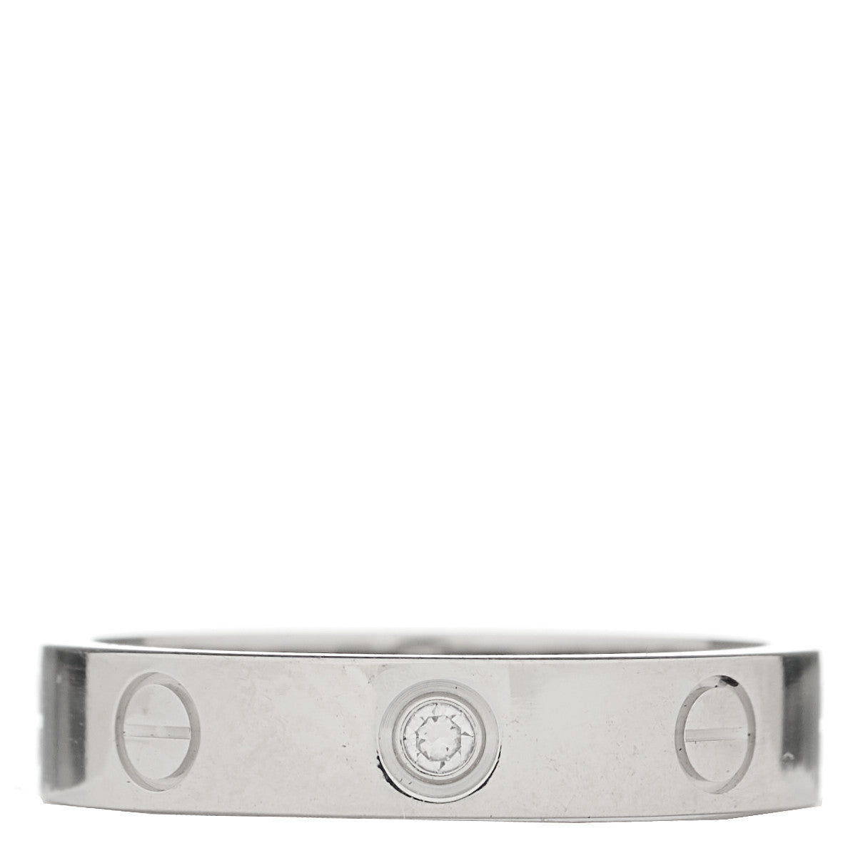 Cartier 18K White Gold Diamond 4mm LOVE Wedding Band Ring 52 6 1 of 5