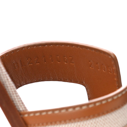 Hermes Calfskin Canvas Oran Sandals 38 Noisette Beige Dore 9 of 10