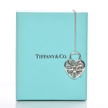 Tiffany Sterling Silver 18K Yellow Gold Filigree Heart Key Pendant Necklace 6 of 6