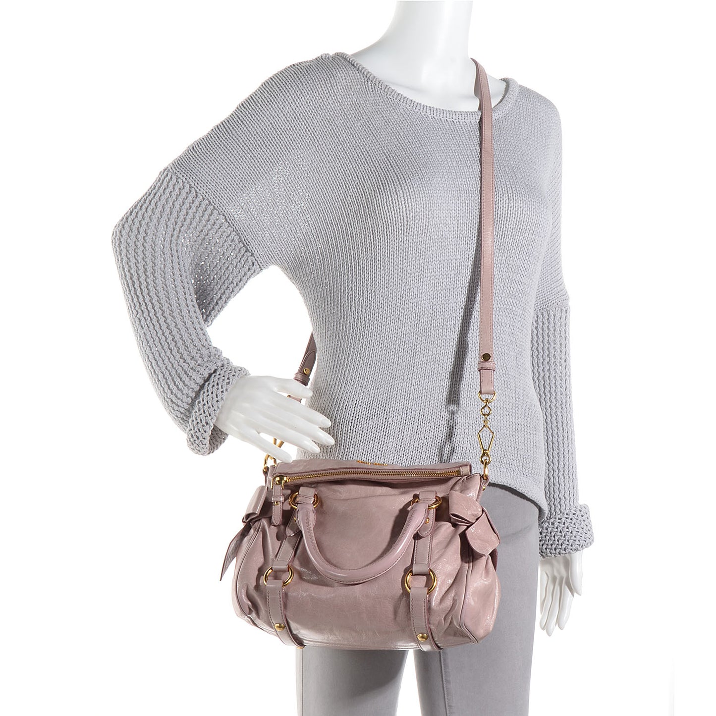 Vitello Lux Mini Bow Bag Mughetto