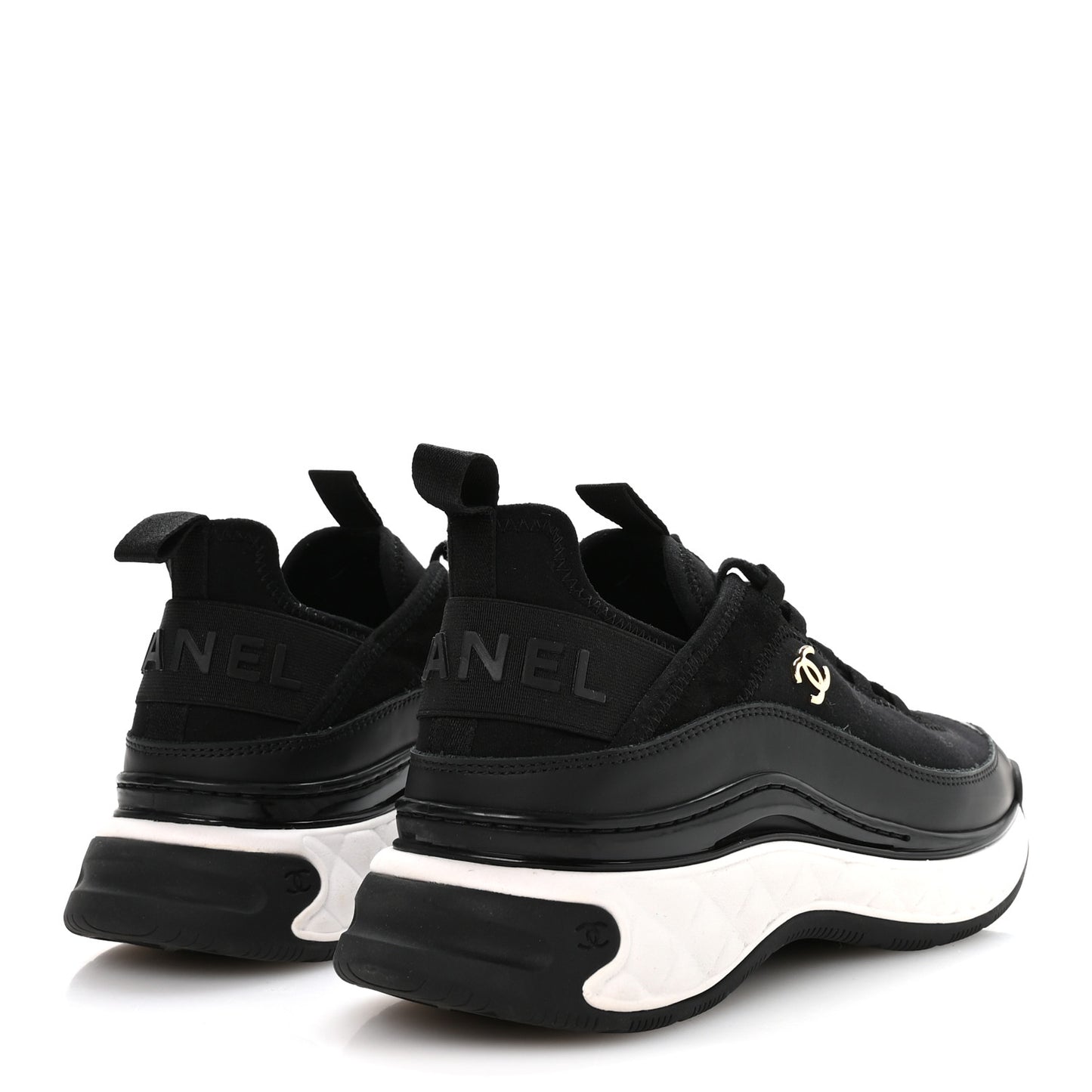 Velvet Calfskin Mixed Fibers CC Sneakers 39 Black