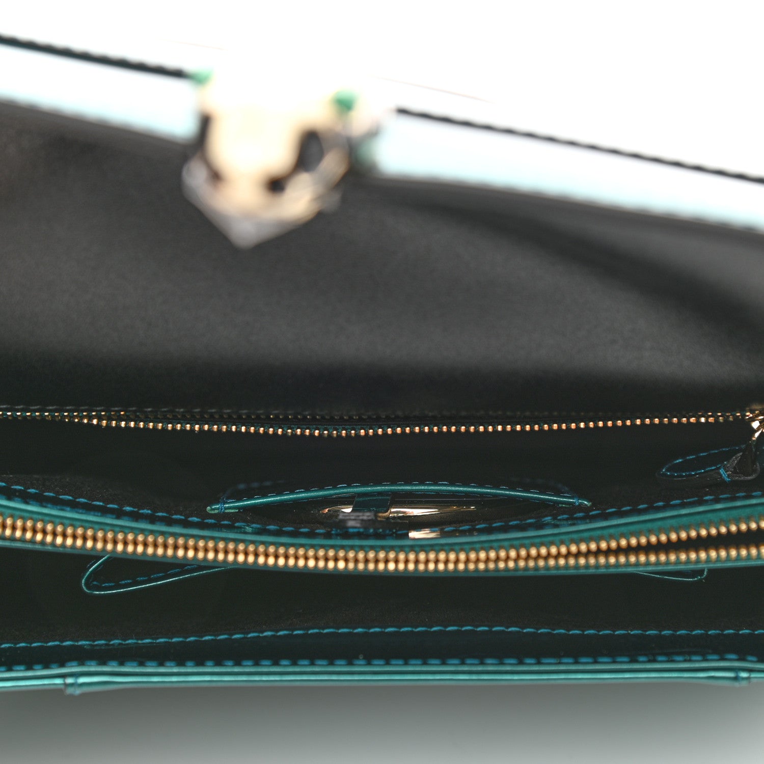 Bulgari Metallic Calfskin Serpenti Forever Shoulder Bag Green 6 of 10