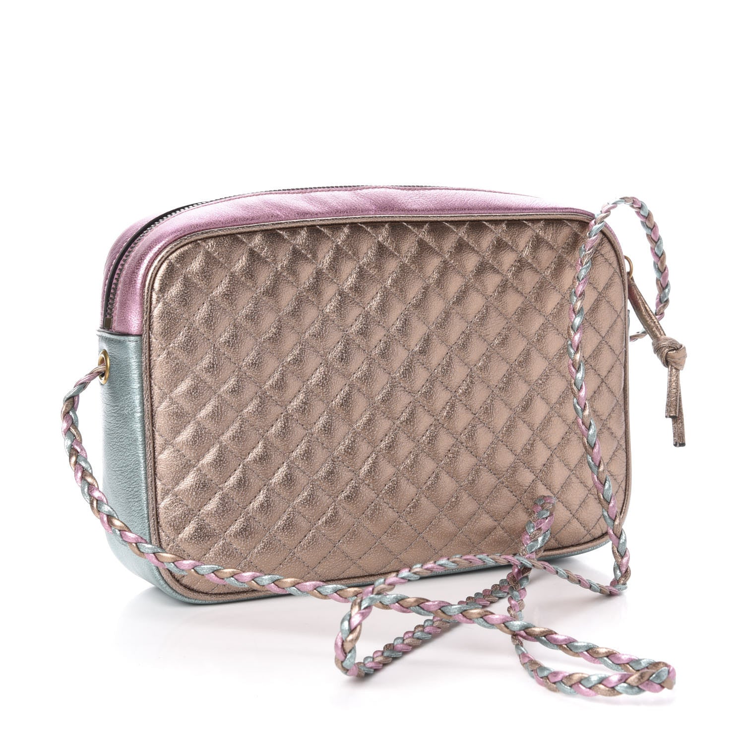 Gucci Laminated Nappa Trapuntata Small Zumi Shoulder Bag Rosa Lago Rame 3 of 11