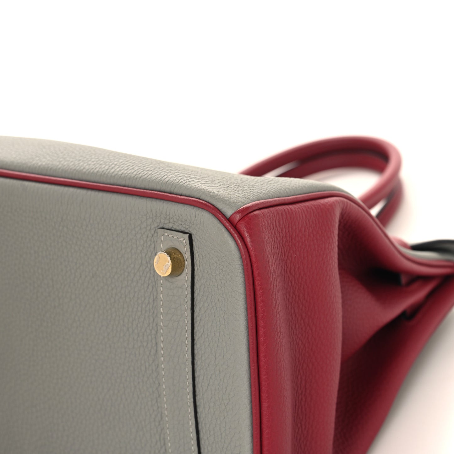 Togo Birkin 30 Gris Mouette Rouge Grenat