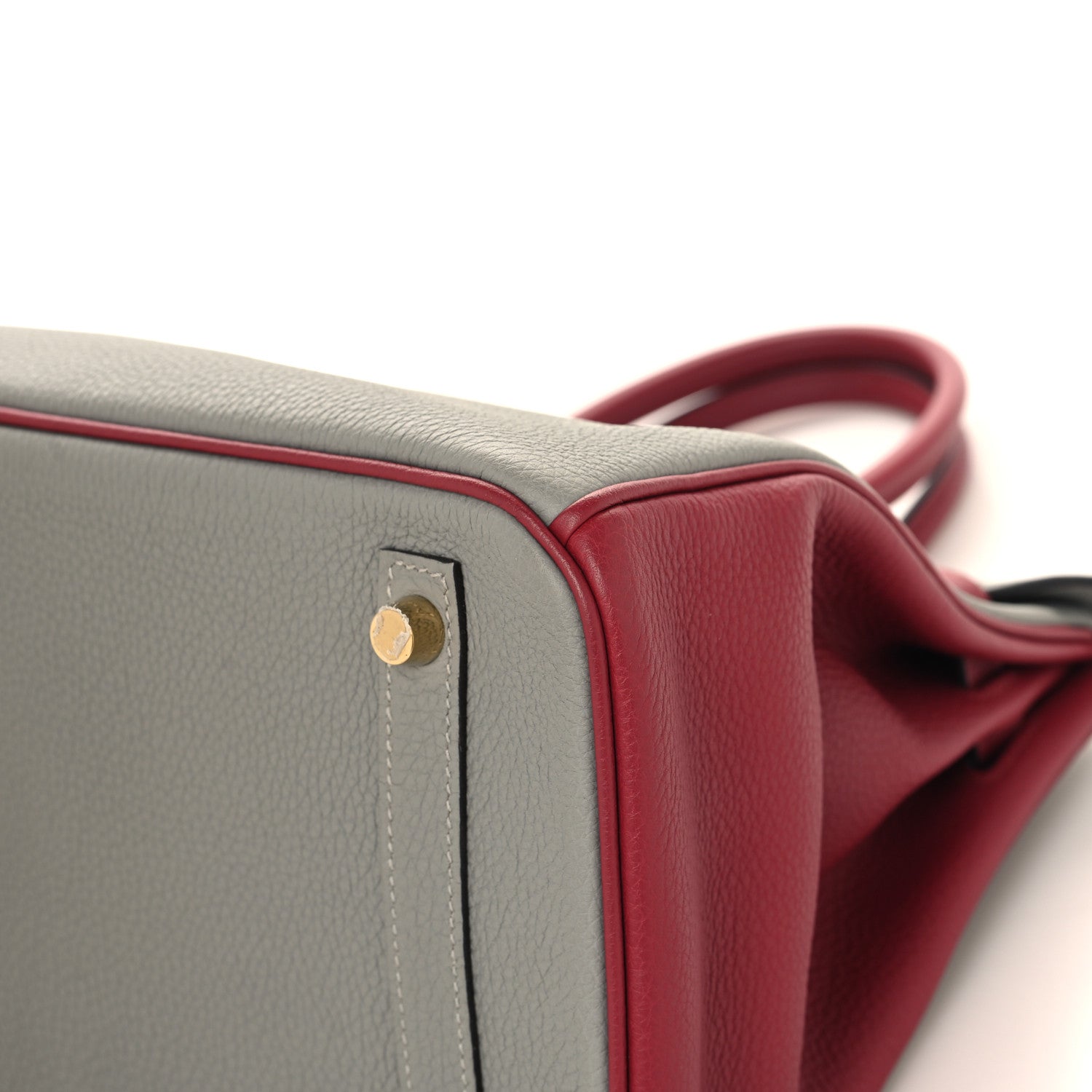 Hermes Togo Birkin 30 Gris Mouette Rouge Grenat 10 of 13