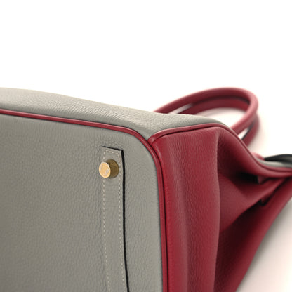 Hermes Togo Birkin 30 Gris Mouette Rouge Grenat 10 of 13