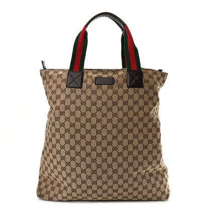 Gucci GG Monogram Large Web Handle Vertical Tote Dark Brown 1 of 9