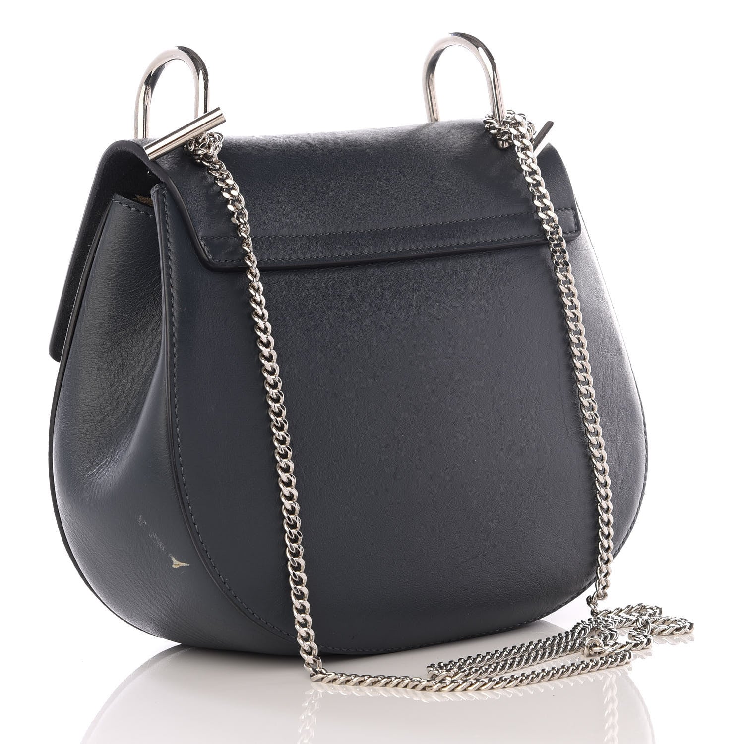 Chloe Suede Smooth Calfskin Drew Shoulder Bag Silver Blue 2 of 9