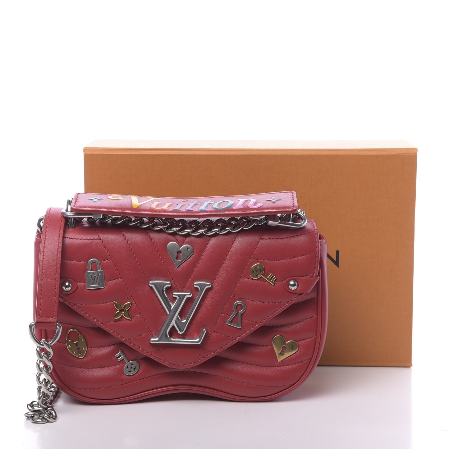 Calfskin Love Lock New Wave Chain PM Red