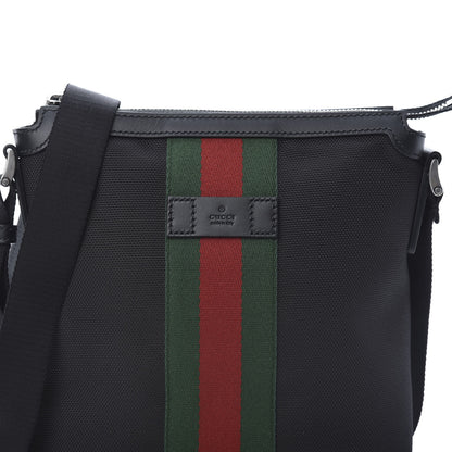 Gucci Techno Canvas Selleria Calfskin Web Small Flat Messenger Bag Black 8 of 10