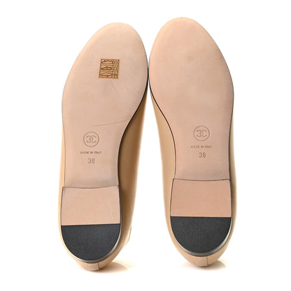 Chanel Lambskin Cap Toe Ballerina Flats 38 Beige Black 6 of 12
