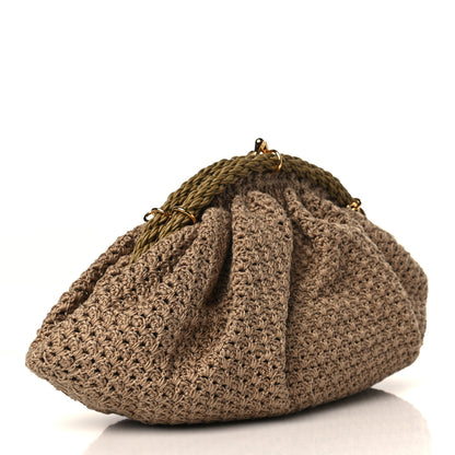 Fendi Intreccio Macrame Braided Shell Clutch Sand 3 of 9