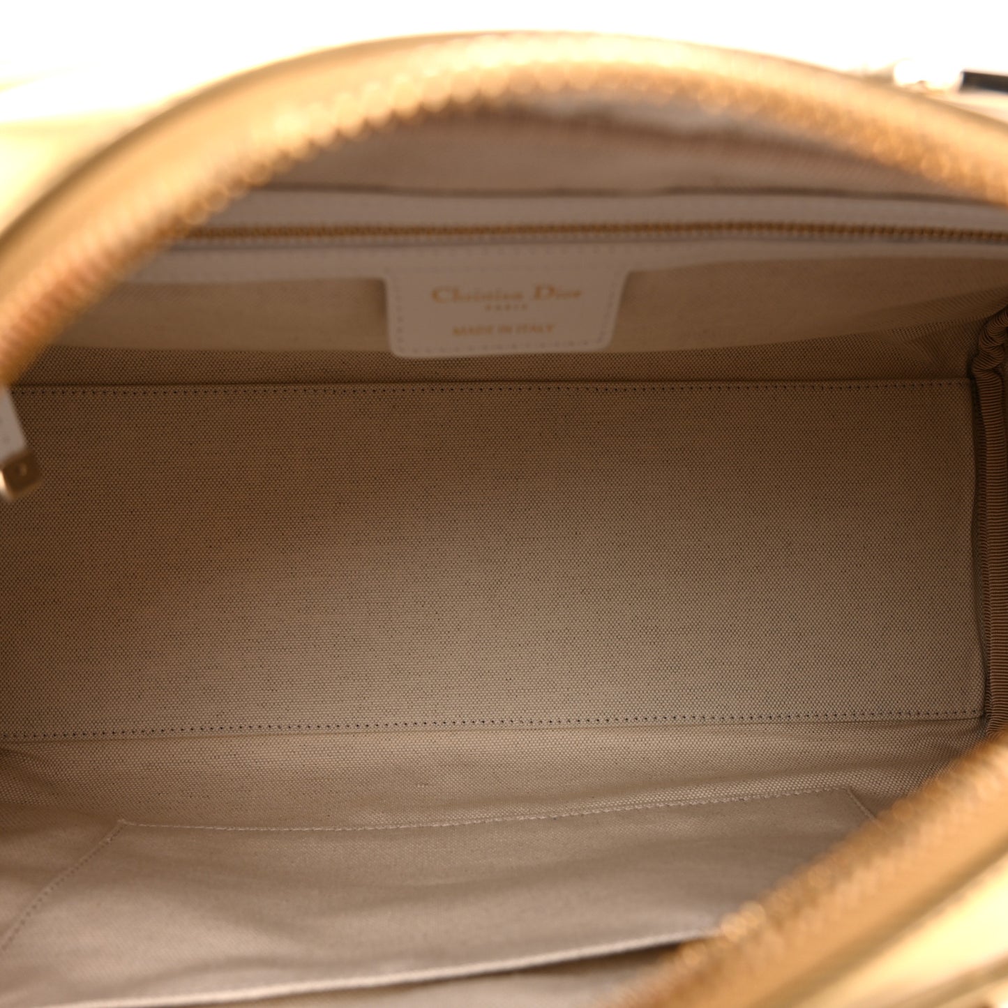 Calfskin Padded Macrocannage Medium Dior Vibe Zip Bowling Bag White Gold