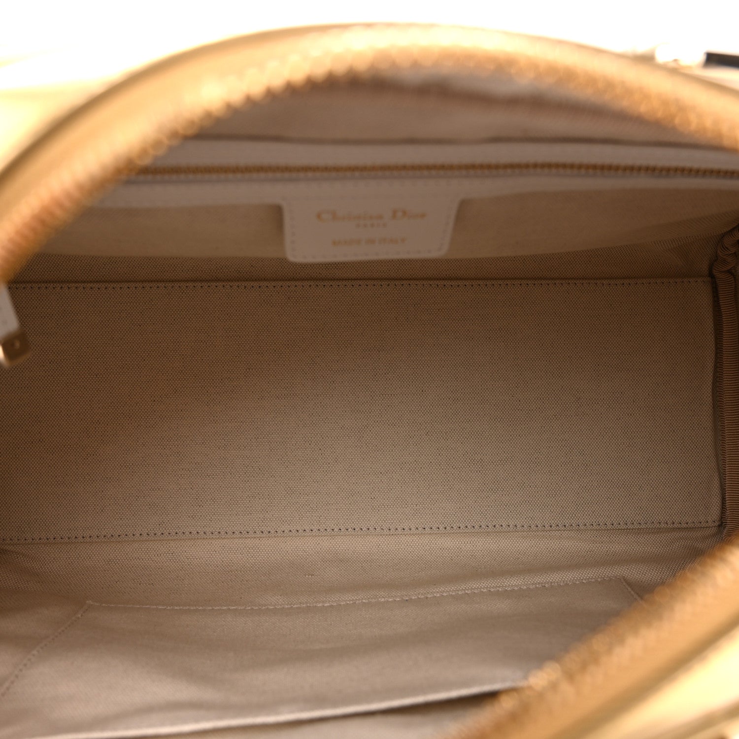 Christian Dior Calfskin Padded Macrocannage Medium Dior Vibe Zip Bowling Bag White Gold 5 of 13