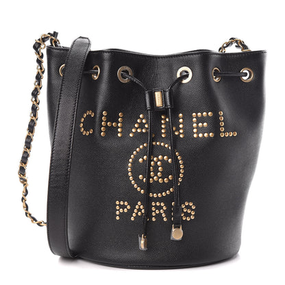 Chanel Caviar Deauville Drawstring Bucket Bag Black 1 of 10