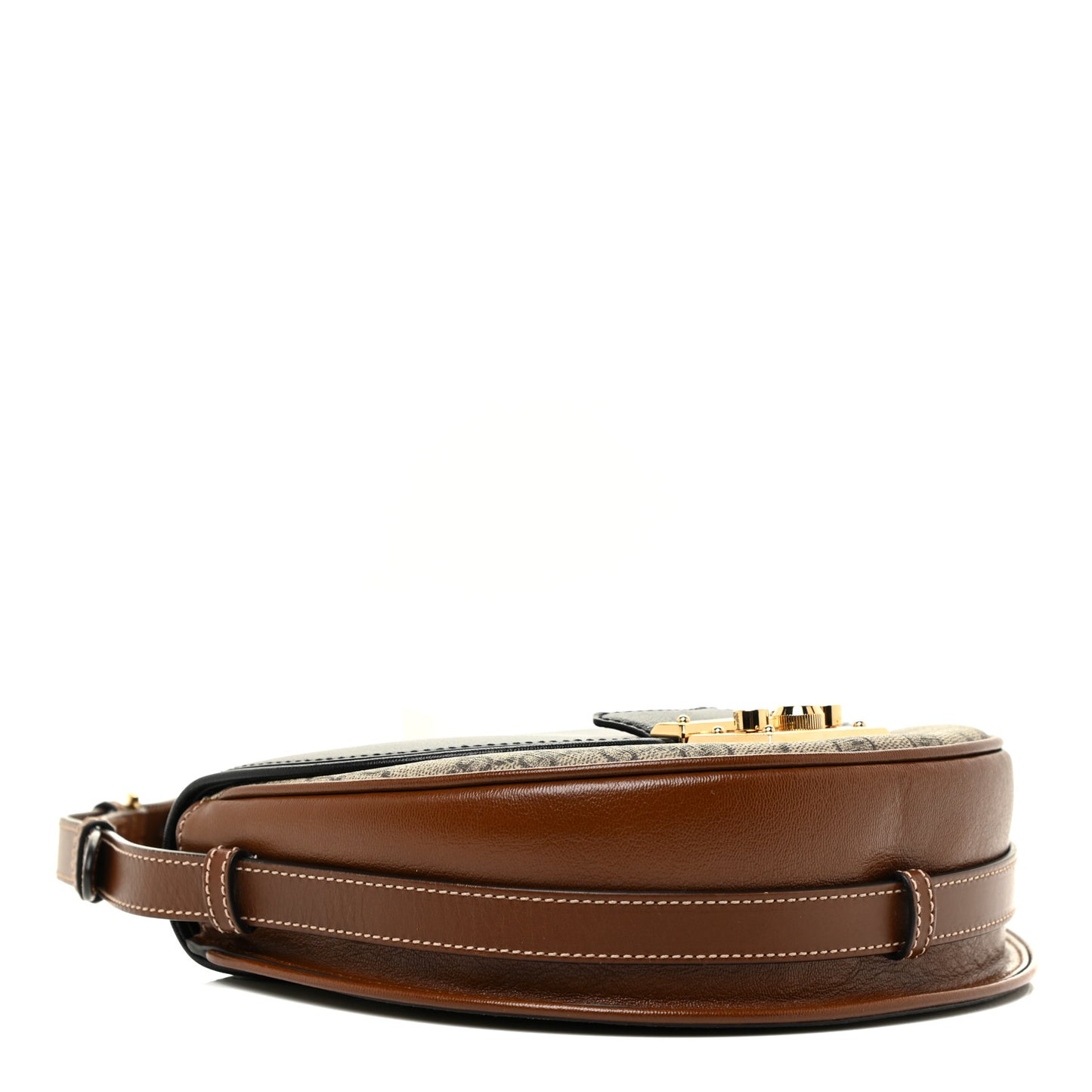 GG Supreme Monogram Calfskin Small Padlock Messenger Shoulder Bag Beige Black Cuir