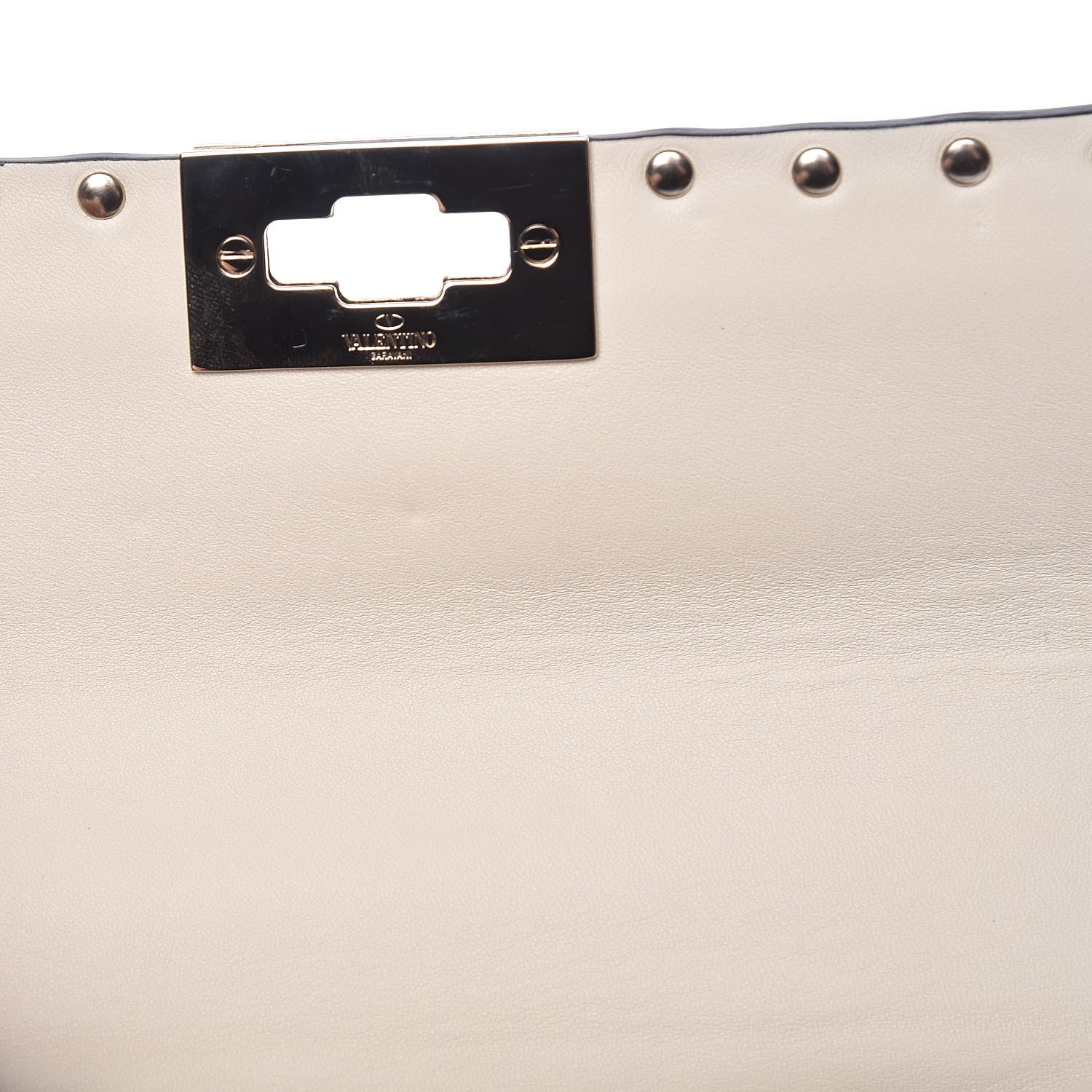 Valentino Garavani Lambskin Denim Quilted Small Rockstud Spike Shoulder Bag Ivory 8 of 12