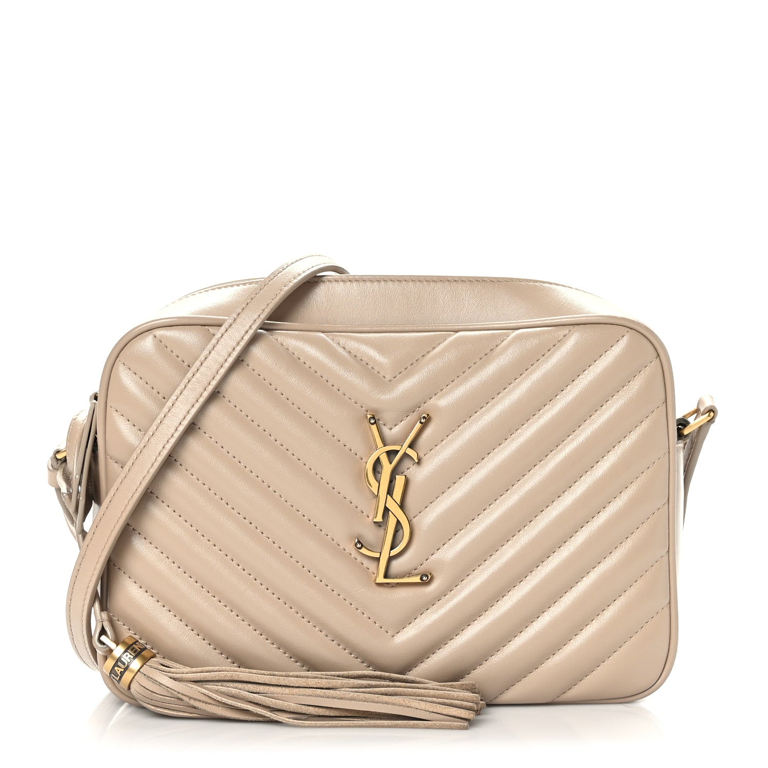 Saint Laurent Calfskin Matelasse Monogram Lou Camera Bag Dark Beige 1 of 8