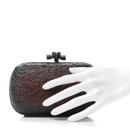 Bottega Veneta Calfskin Embossed Studded Knot Clutch Cioccolato 2 of 6