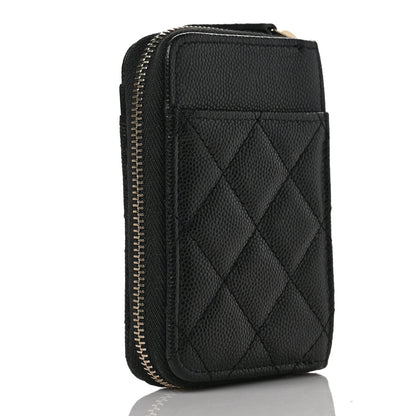 Chanel Caviar Quilted Zip Card Holder Black 2 of 6