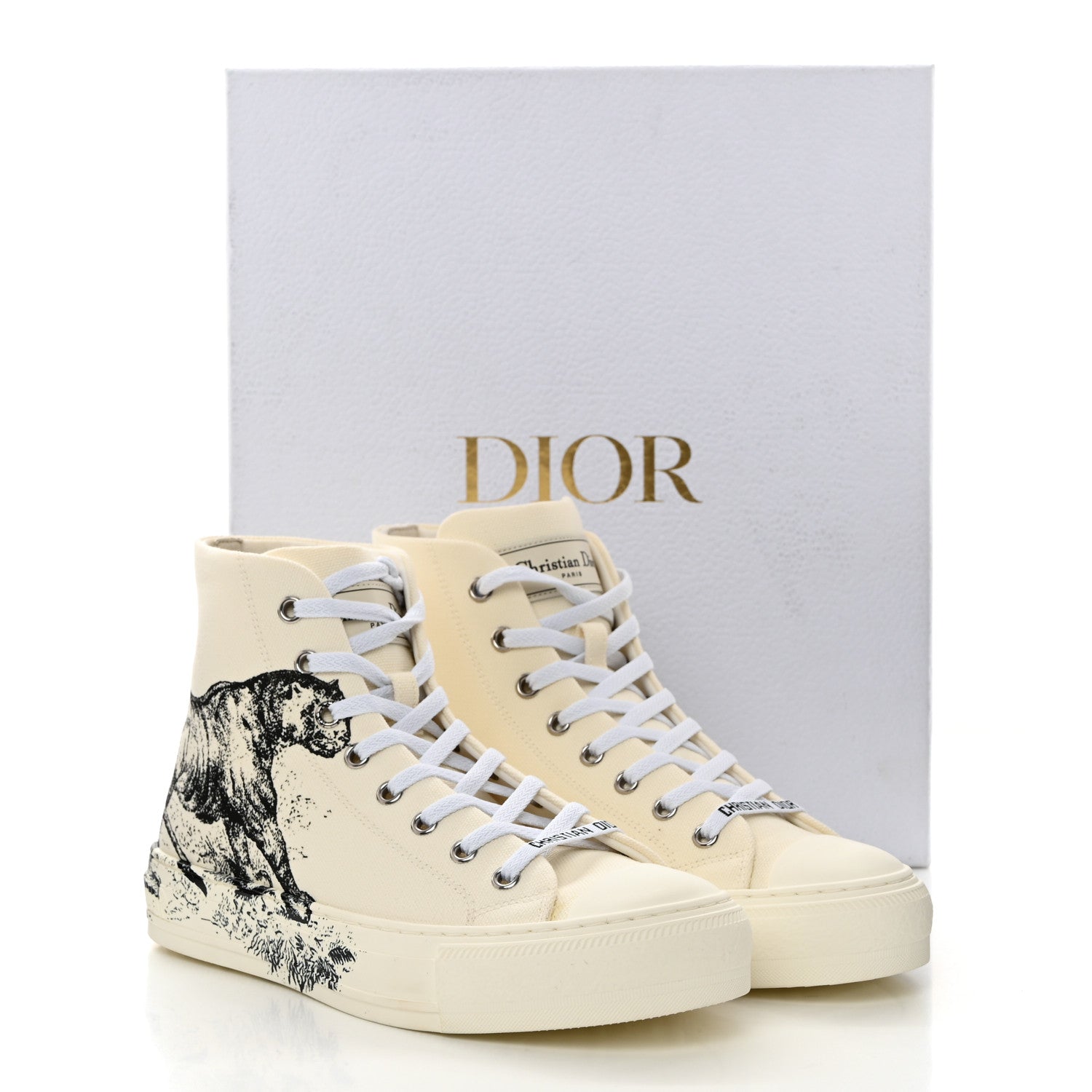 Christian Dior Canvas Embroidered Walk'In Dior Tiger Print High