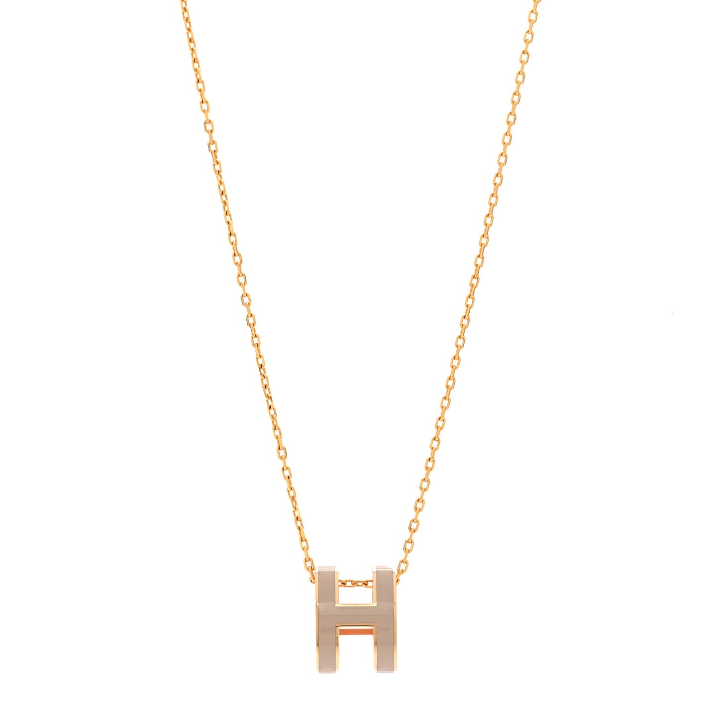 Lacquered Gold Pop H Pendant Necklace Marron Glace