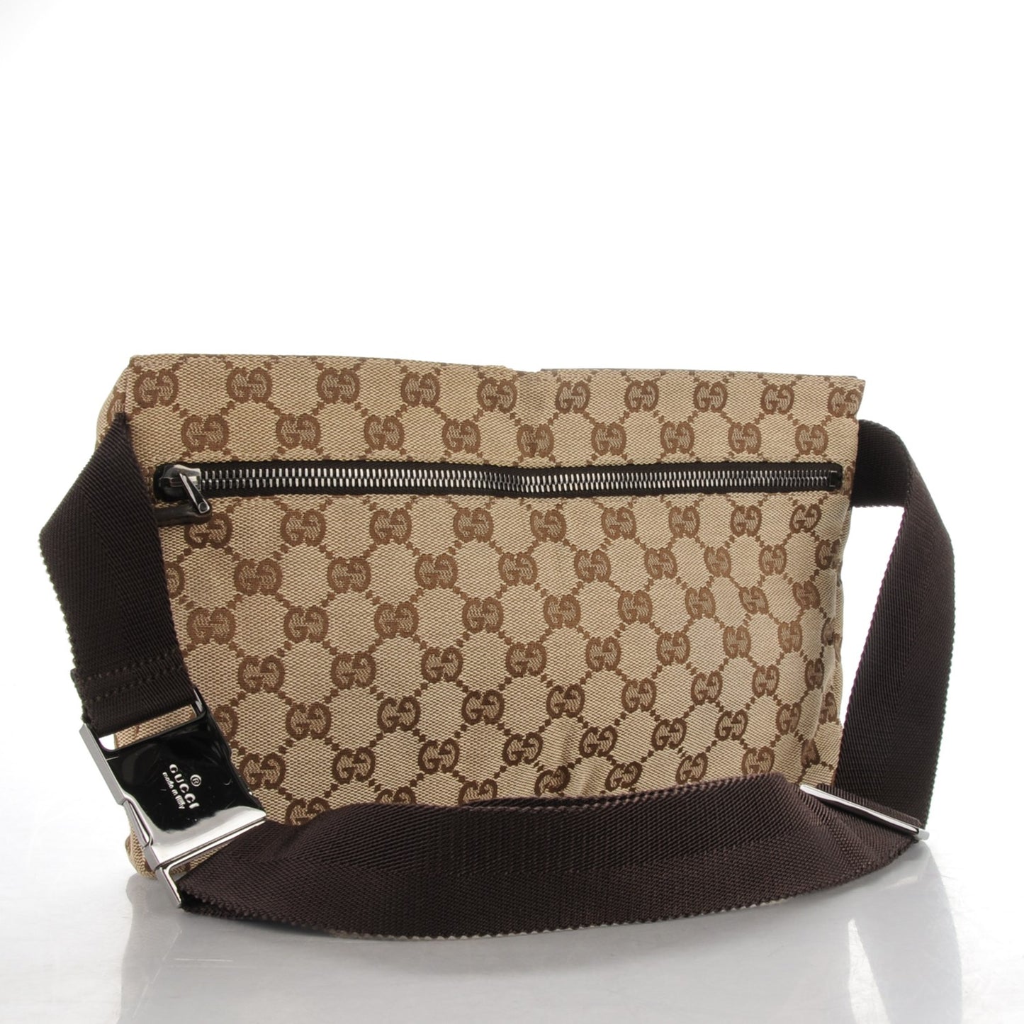 GG Monogram Double Pocket Belt Bag Dark Brown