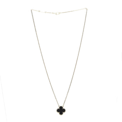 Van Cleef & Arpels 18K Yellow Gold Black Onyx Vintage Alhambra Pendant Necklace 2 of 7